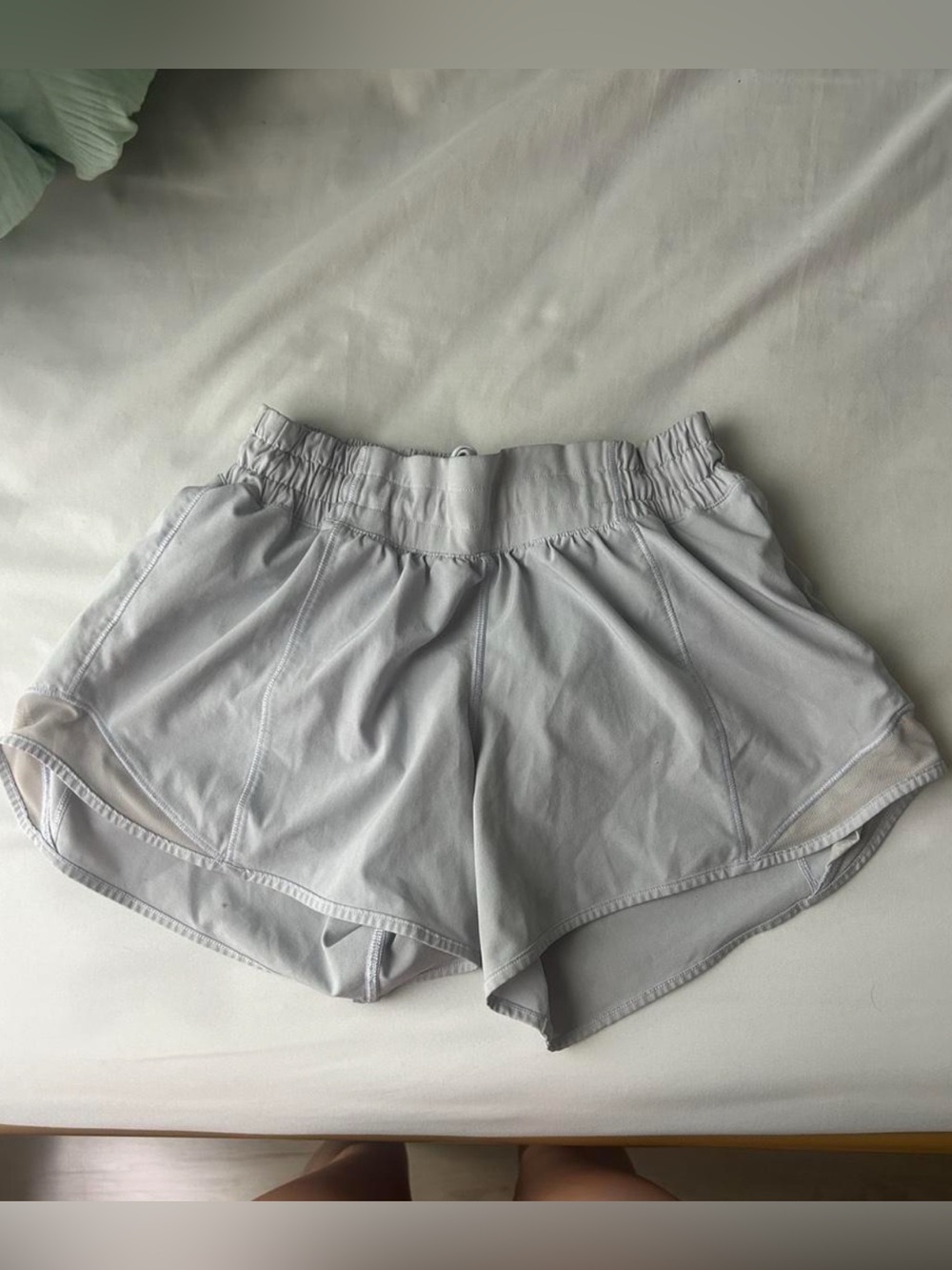 Light Gray Women's Athletic Shorts with Elastic Waist